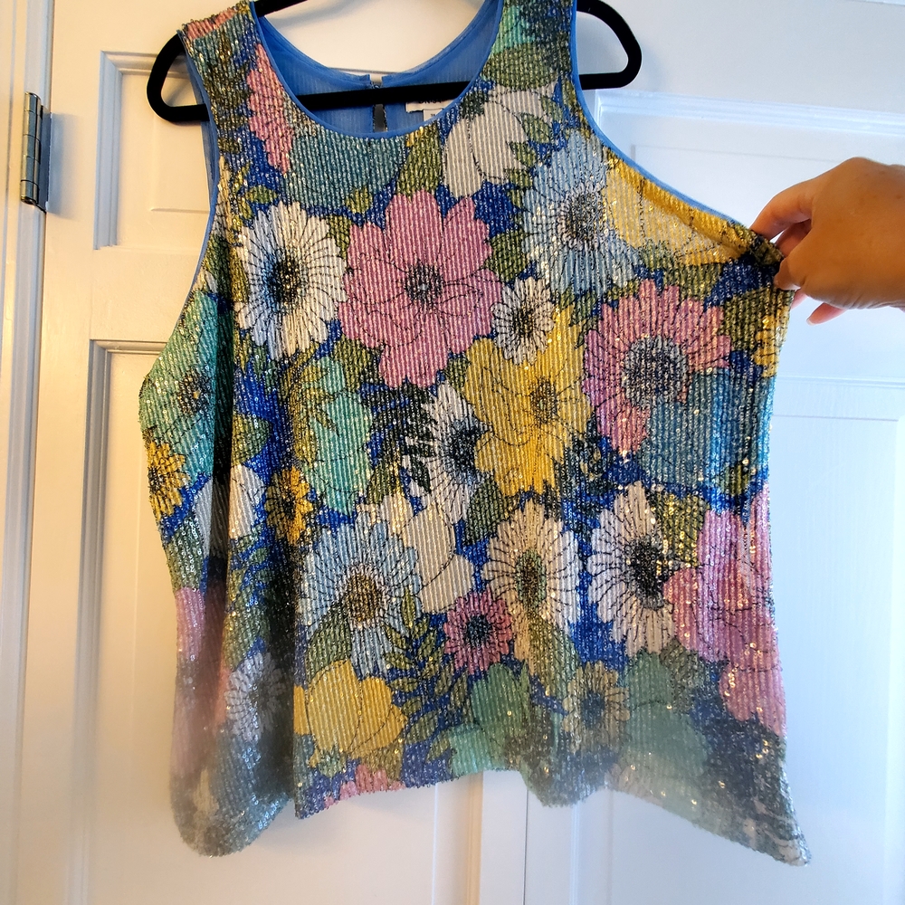 Floral Sequin Tank Top